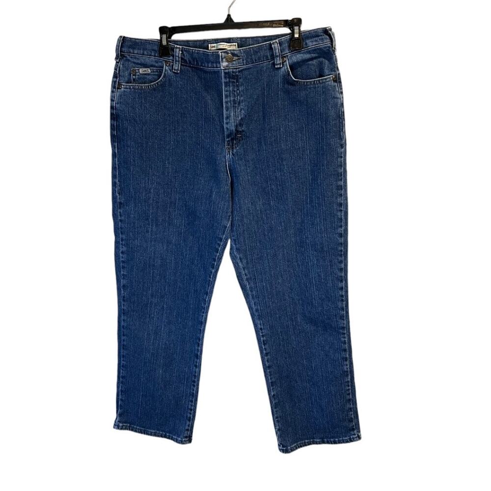 Lee Relaxed Straight Leg At The Waist Jean Denim Jeans Size 16 Short Medium Wash